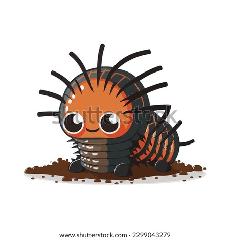 vector cute centipede cartoon style