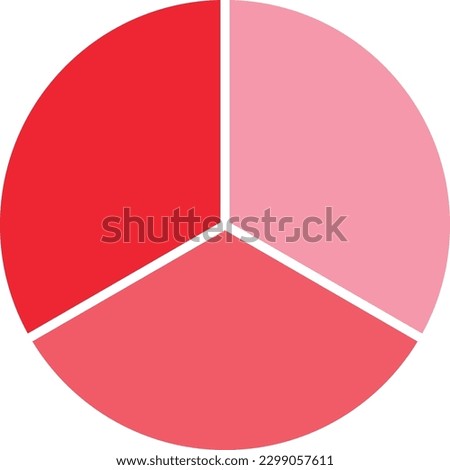 Circle divided into three equal segments. One third fraction circle vector illustration isolated on white background. Royalty-Free Stock Photo #2299057611