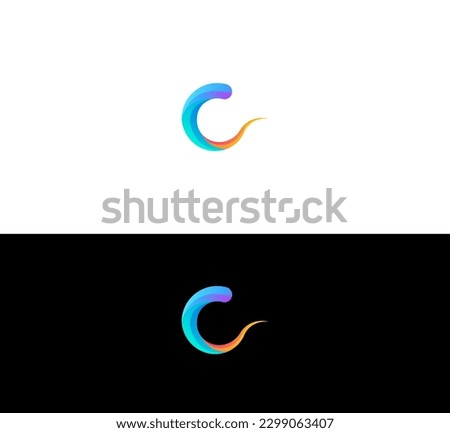 Letter C logo icon design template elements. Vector color sign. 3D colorful C letter logo.