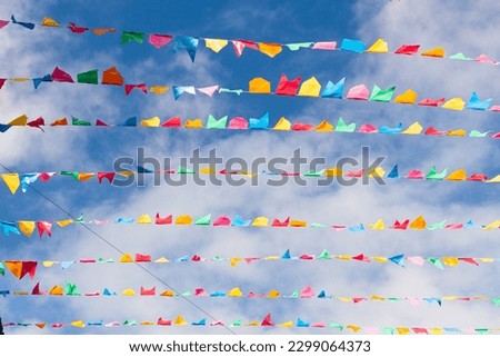  Colorful flags for party decoration. Vivid and beautiful colors