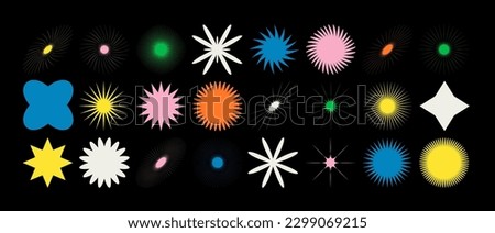 Vector Graphic Assets Set. Bold modern Shapes for Posters Template, flyers, clothes, social media, graphic design projects In Y2k style, Futuristic, Anti-design, Digital Collage, Retro Futurist. Royalty-Free Stock Photo #2299069215