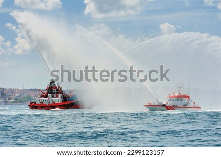 Shows of boats in the celebrations of the Cabotage Festival held on July 4 every year Istanbul Turkey
 Royalty-Free Stock Photo #2299123157