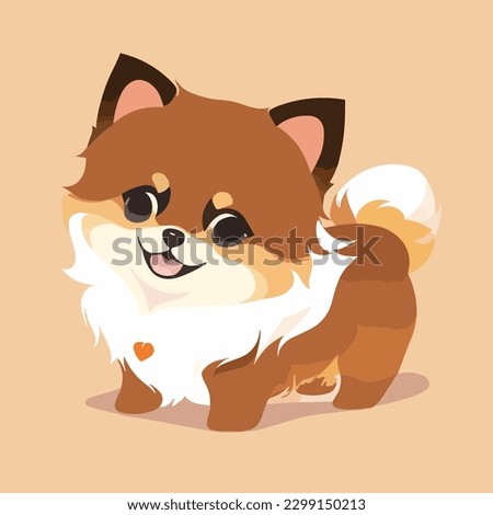 Cute pomeranian dog. Vector illustration in cartoon style