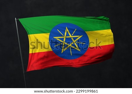 Ethiopia flag isolated on black background with clipping path. flag symbols of Ethiopia. flag frame with empty space for your text.
