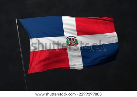 Dominican Republic flag isolated on black background with clipping path. flag symbols of Dominican Republic. flag frame with empty space for your text.