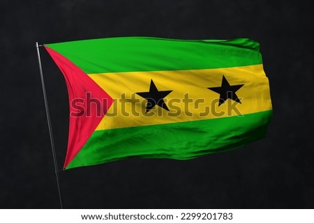 Sao tome and Principe flag isolated on black background with clipping path. flag symbols of Sao tome and Principe. flag frame with empty space for your text.