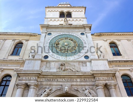 Clock Tower in the Piazza dei Signori in Padua, Italy