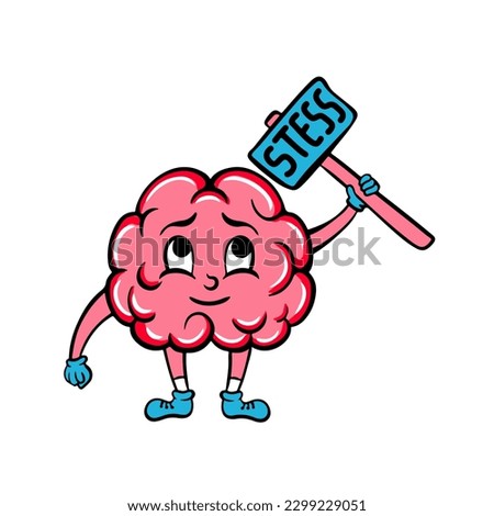Brain Cartoon Character Icon Flat Design Vector Illustration
