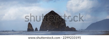 Canon Beach, Oregon, USA - November 28, 2022:  Views of the Oregon costline, Haystack Rock and other vistas from Ecola State Park. Royalty-Free Stock Photo #2299233195