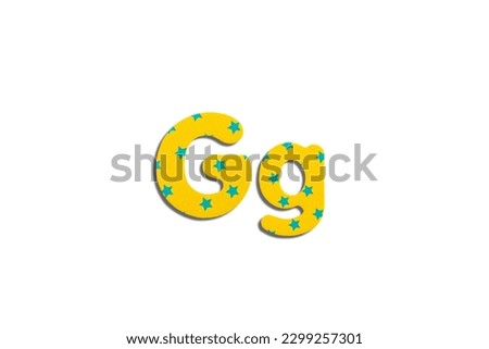 Alphabet letter G on a white isolated background. Top view, flat lay. Royalty-Free Stock Photo #2299257301