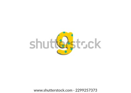 Alphabet letter G on a white isolated background. Top view, flat lay.