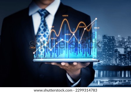 Businessman analyst working with digital finance business data graph showing technology of investment strategy for perceptive financial business decision. Digital economic analysis technology concept. Royalty-Free Stock Photo #2299314783