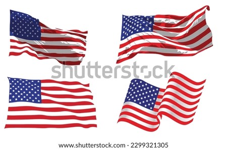 American Flag, America waving flag, American flag set of 4 Vector file