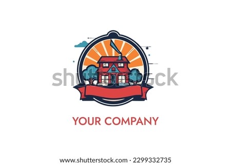 illustration of a house in a white background. shop emblem badge logo