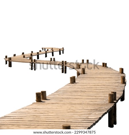 old wood bridge isolated on white background Royalty-Free Stock Photo #2299347875