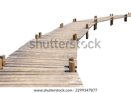old wood bridge isolated on white background Royalty-Free Stock Photo #2299347877