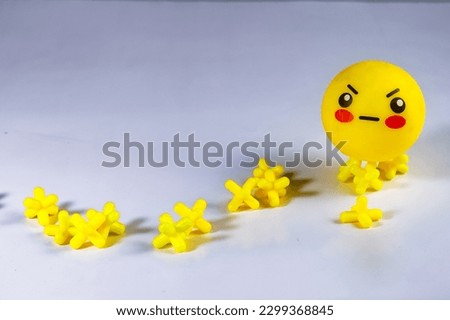 Background texture of illustration emotional feeling with emoticon toys isolated in white background.