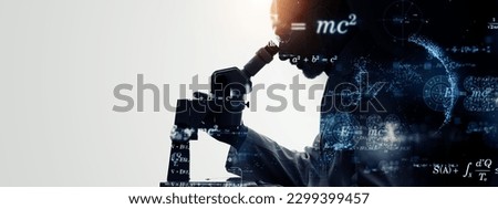 Science technology concept. Wide angle visual for banners or advertisements. Royalty-Free Stock Photo #2299399457