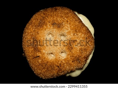 Traditional kaak cheese pizza isolated on a black background