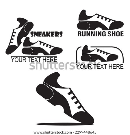 A vector illustration of several logos of sneakers, a running shoe symbol