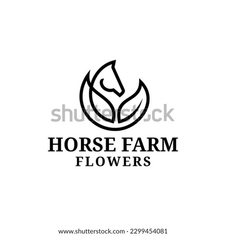 Horse Farm logo inspiration, leaf, abstract Royalty-Free Stock Photo #2299454081