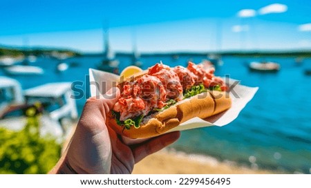 Slipper Lobster Roll is a type of sandwich typically made with slipper lobster meat that is mixed with various ingredients such as mayonnaise, herbs, lemon juice, and seasonings. Royalty-Free Stock Photo #2299456495