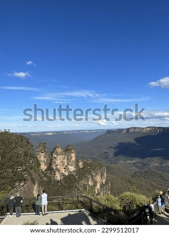 The breathtaking view of Blue Mountains and three sisters, Sydney. Royalty-Free Stock Photo #2299512017