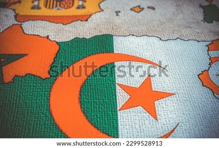 Algeria on world map background flag