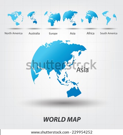 World Map vector Illustration Royalty-Free Stock Photo #229954252