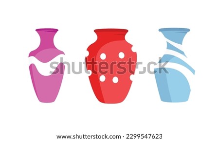 Ceramic colored vases collection.  Vector illustration