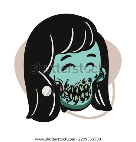 Cartoon funny zombie character design with funny face expression. Halloween vector illustration isolated on white. Party poster,package design or holiday decoration