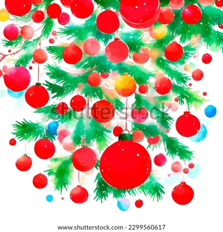 detailed tree Christmas decor candy red outfit Watercolor Art watercolor style