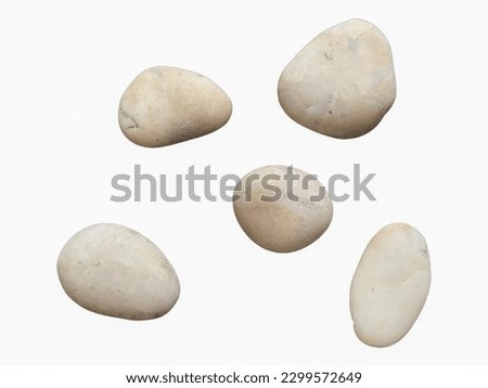 Pebbles flat white Smooth isolated on white Top view