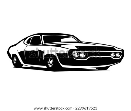 plymouth gtx 1971 car. silhouette logo vector. isolated white background view from side. Best for logo, badge, emblem, icon, sticker design. available in eps 10