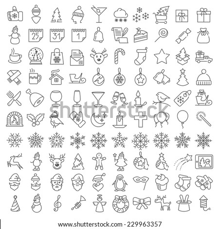 Vector clean flat  icons set for web design and application user interface. Nice details and easily identifiable. Useful for holidays infographics.  Royalty-Free Stock Photo #229963357