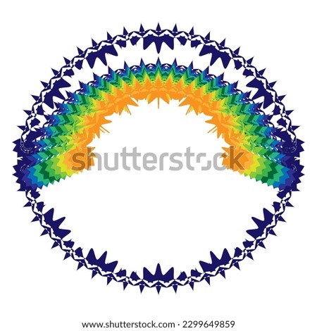 Vector paint splashes round frame bright colorful on isolated background.