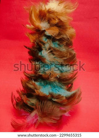 The colored chicken feather duster is used to clean dust and cobwebs that stick to furniture. The feather duster was patented, at least in 1876, by Susan Hibbard.
