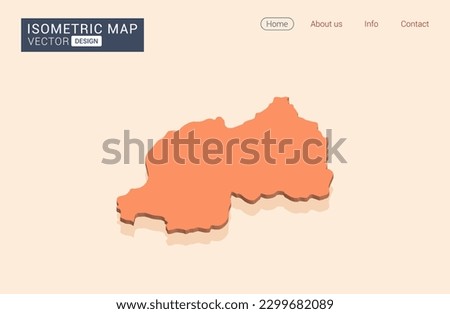 Rwanda map orange with isometric vector.
