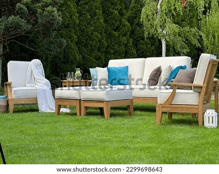 garden furniture on the lawn in the garden