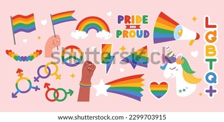 LGBTQ+  Community, Pride Month Celebration, Icon Set Sign, Vector Illustration Royalty-Free Stock Photo #2299703915