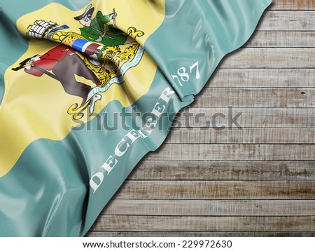 Delaware Flag with horizontal wood