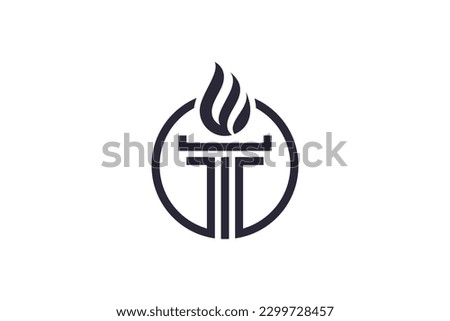 torch design logo template in circle shape