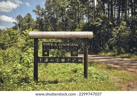 Sign indicating of Guanayara natural park in Cuba