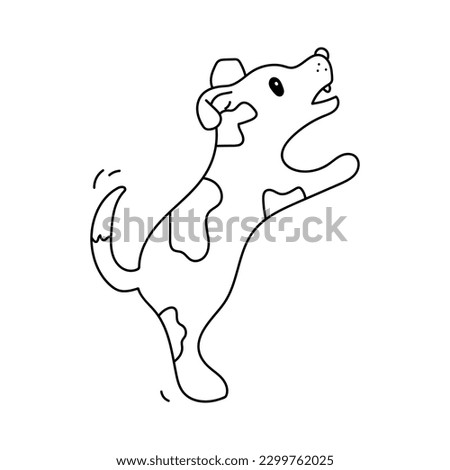 Dog jumping hand drawn outline vector illustration. Isolated on white background
