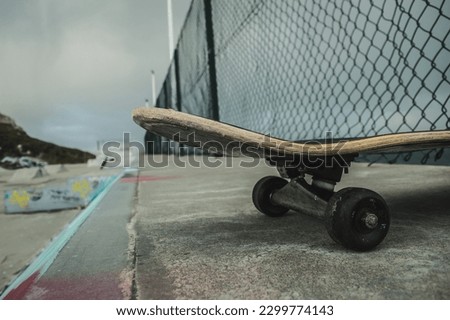 skateboard put on the ground of the skatepark