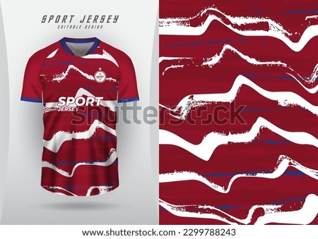 Background for sports jersey, soccer jersey, running jersey, racing jersey, red and white wave pattern.