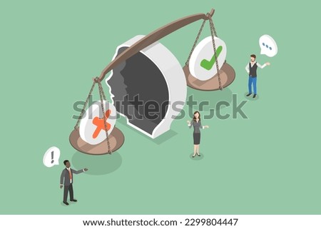 3D Isometric Flat Vector Conceptual Illustration of Prejudice, Implicit Vias Social Stereotypes Royalty-Free Stock Photo #2299804447