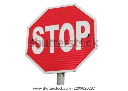 Red Stop Sign isolated on pure white background. Road traffic regulatory warning