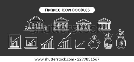 Finance icon outline doodle set