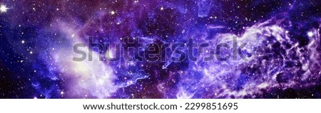 night sky and stars. Panorama view universe space shot of milky way galaxy with stars on a night sky background.